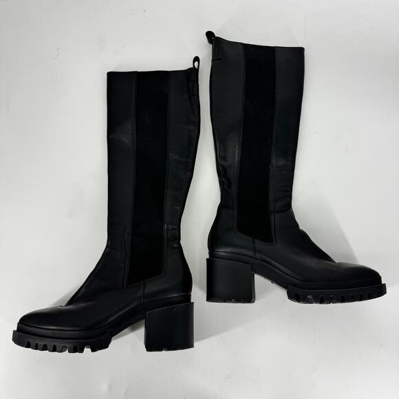 ALLSAINTS Women's Natalia Pull On Tall Boots in Black - Picture 3 of 7